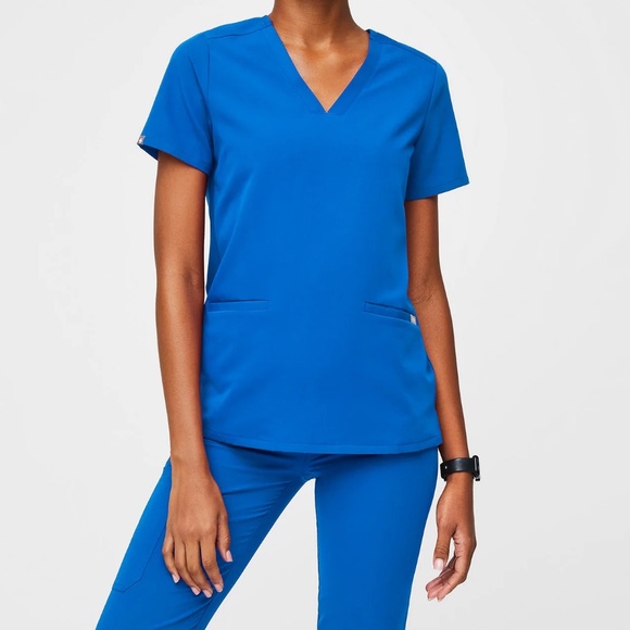 Royal Blue Empire Trend Premium Medical Scrubs Set - Stylish & Comfortable - Picture 1 of 3